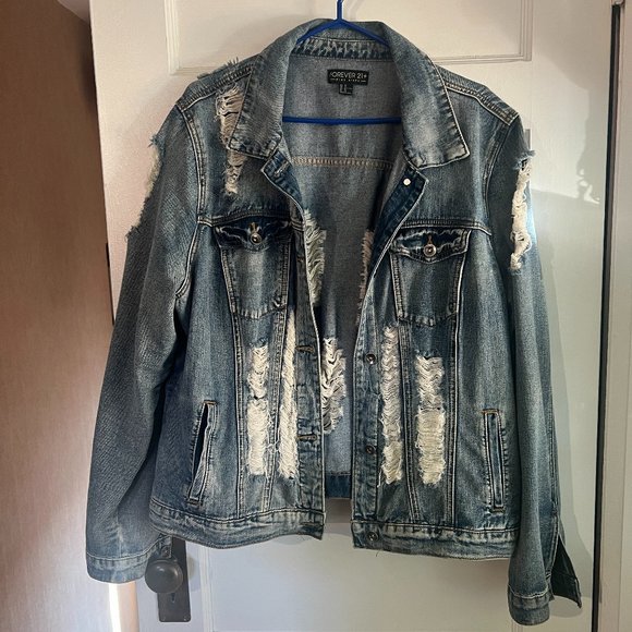 Forever 21 Distressed Jean Jacket - Picture 1 of 6